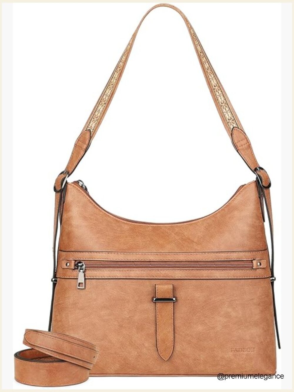 Designer Leather Crossbody Hobo Shoulder Bag with Adjustable Straps